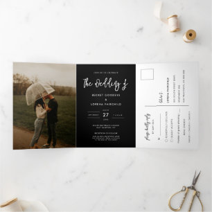 Invitation Trois Volets Photographie moderne contemporaine de mariage noir