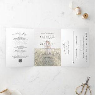 Invitation Trois Volets Photographie noir et blanc classique Mariage éléga