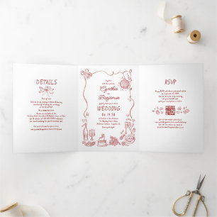 Invitation Trois Volets Photos de mariage funky et fantaisistes modernes r