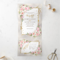 Pony rose Floral Gold Script & Frame