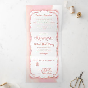 Invitation Trois Volets Quinceanera Rose Gold Parties scintillant Fiesta m