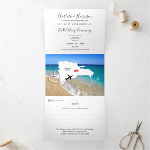 Invitation Trois Volets République Dominicaine Mariage de destination