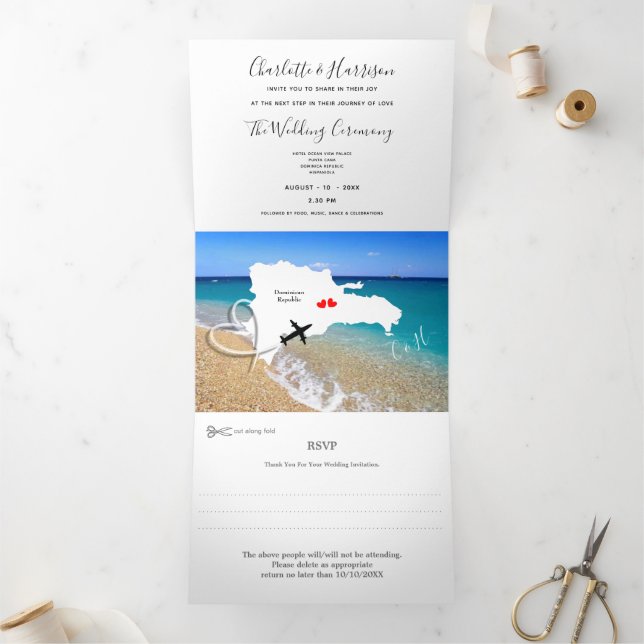 Invitation Trois Volets République Dominicaine Mariage de destination (Intérieur)