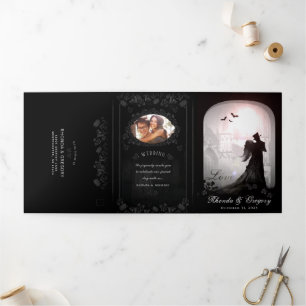 Invitation Trois Volets Romance gothique Halloween (photo) "Ensemble avec"