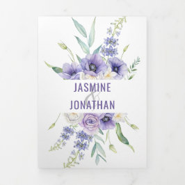 Invitation Trois Volets Roses d'anémones violets marguerites Hydrangeas Ma
