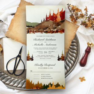 Invitation Trois Volets Russe Woodland Automne Forest Mariage
