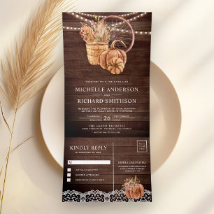 Invitation Trois Volets Rustic Grange Boho Citrouille Automne Mariage de a