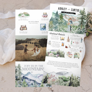 Invitation Trois Volets Rustic Mountain Vineyard Mariage