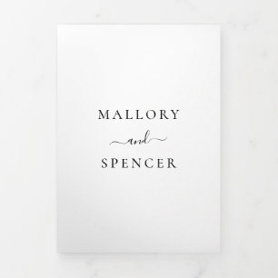 Invitation Trois Volets Simple Mariage photo noir et blanc