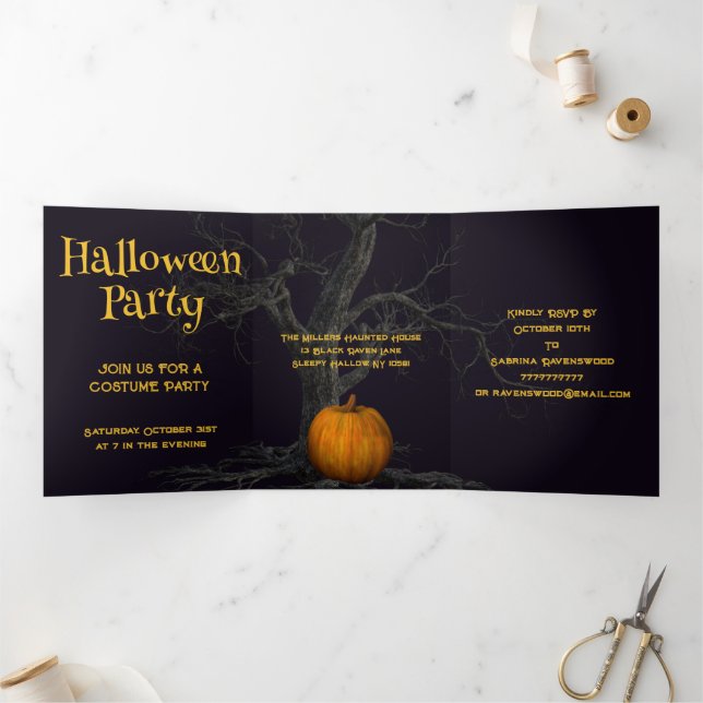 Invitation Trois Volets Soirée sorcière fête d'Halloween (Intérieur)
