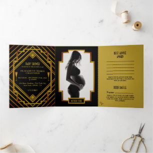 Invitation Trois Volets Suite de Baby showers Gatsby Gold 2020