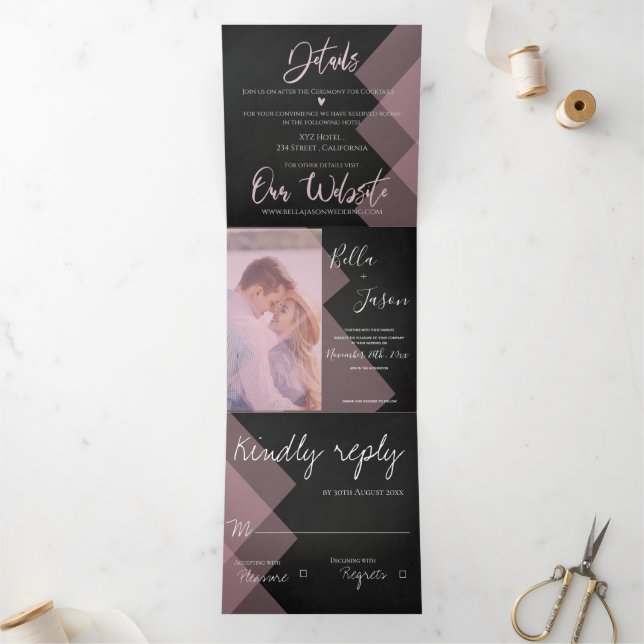 Invitation Trois Volets Tableau | Cute Pastel Multi Photo Mariage (Intérieur)