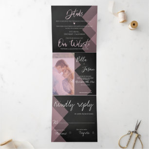 Invitation Trois Volets Tableau Cute Pastel Multi Photo Mariage