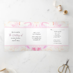 Invitation Trois Volets Teinture à tarte jaune et rose