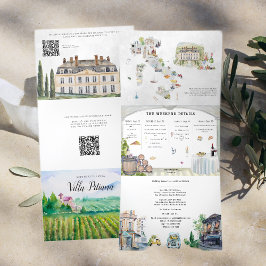 Invitation Trois Volets Toscane Italie | Mariage illustré