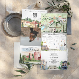 Invitation Trois Volets Toscane Italie | Mariage illustré