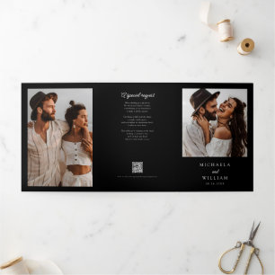 Invitation Trois Volets Tous les détails en un RSVP Codes QR Mariage Moder