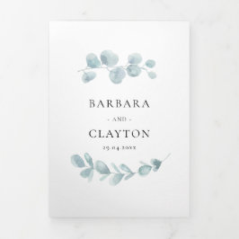 Invitation Trois Volets Verdure minimaliste aquarelle mariage tout en un