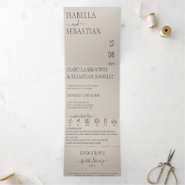 Invitation Trois Volets Wedding Soft Beige All in one set