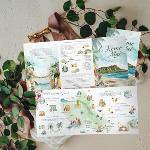 Invitation Trois Volets Week-end mariage   Oahu, Hawaii