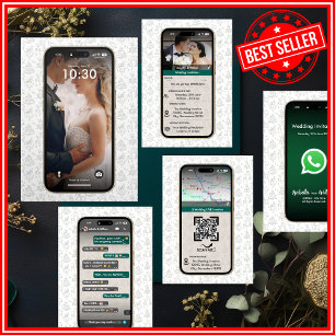 Invitation Trois Volets WhatsApp iPhone Conversation Mariage à thème Code 