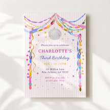 Invitation Troisième Anniversaire Boule Disco Chaî