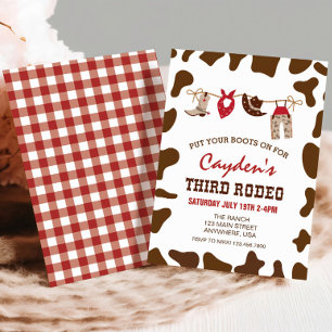 Invitation Troisième Rodéo Cow-boy occidental 3e anniversaire