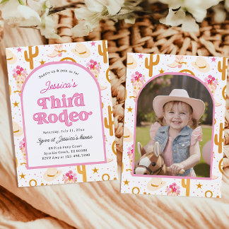 Invitation Troisième Rodéo Cowgirl Western Photo 3e Anniversa