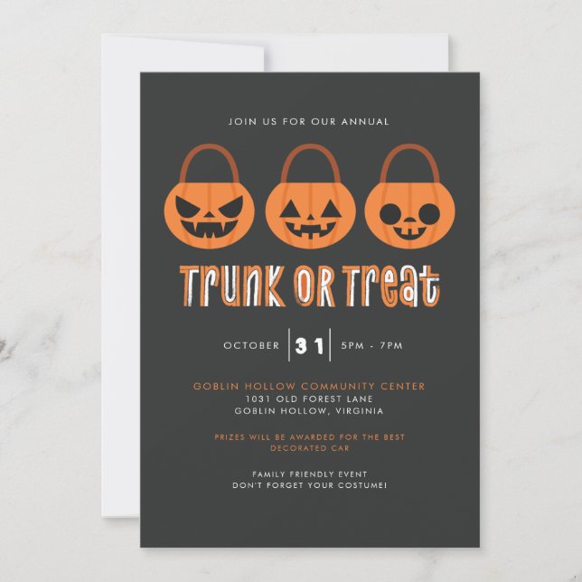 Invitation Tronc d'Halloween ou traitement (Devant)