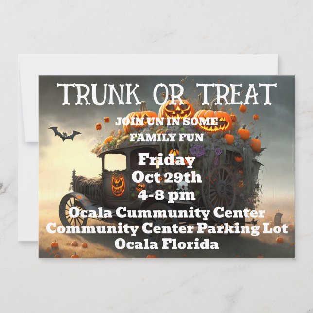 Invitation Tronc ou traitement Halloween (Devant)