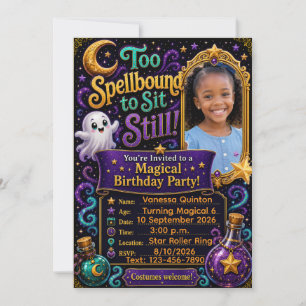 Invitation “Trop ensorcelé pour rester assis !” Photo personn