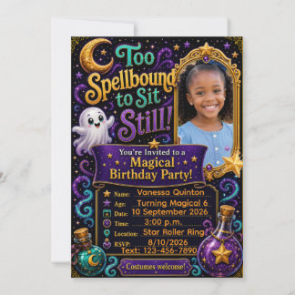 Invitation “Trop ensorcelé pour rester assis !” Photo personn