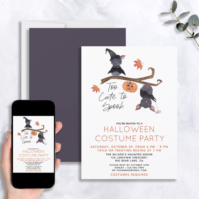 Invitation Trop mignon pour faire peur Fête d'Halloween en dé (Créateur téléchargé)