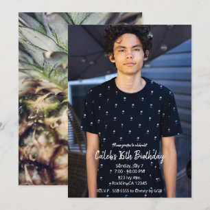 Invitation Tropical Ananas Moderne Photo Fête d'anniversaire