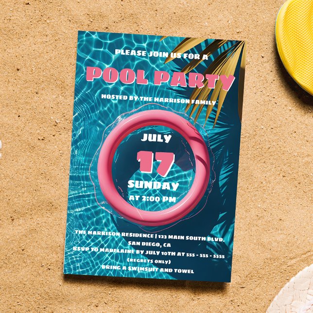 Invitation Tropical Aqua Paradise Summer Pool Party (Créateur téléchargé)