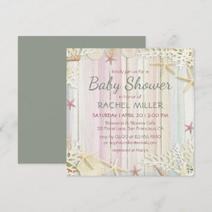 Invitation Tropical Beach Chic Baby shower moderne de coquill