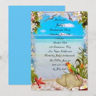 Invitation Tropical Beach Floral Mariage Bachelorette Party