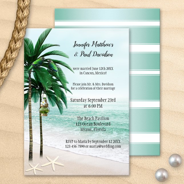 Invitation Tropical Beach Palmiers Fête de Mariage (Créateur téléchargé)