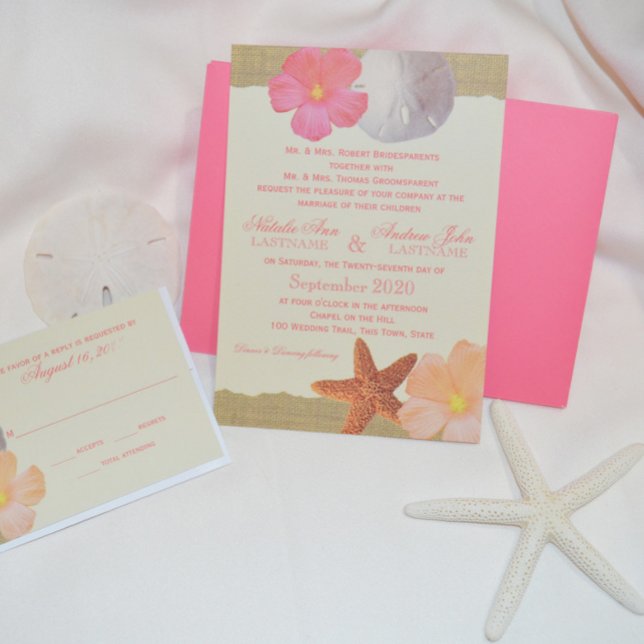 Invitation Tropical Beach Rustique Mariage (Créateur téléchargé)
