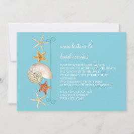 Invitation Tropical Beach Shells Starfish Nautilus Été