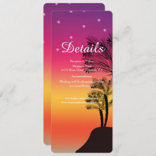 Invitation Tropical Beach Sunset Palm Tree DETAILS Mariage