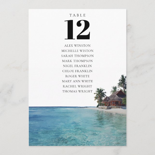 Invitation Tropical Beach Table Number Seating Chart (Devant)