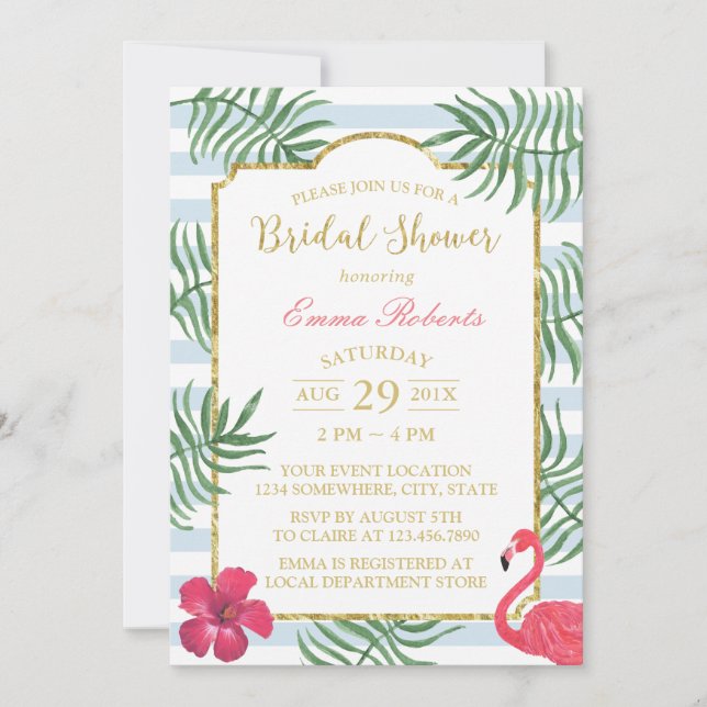 Invitation Tropical Beach Wedding Modern Stripe Fête des mari (Devant)