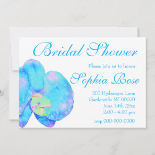 Invitation Tropical Blue Turquoise aquarelle orchidée peintur