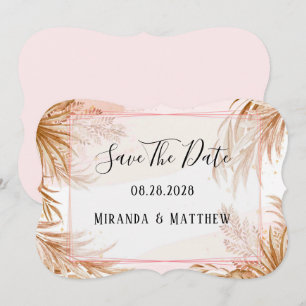 Invitation Tropical Blush Pink & Pampas Enregistrer La Date
