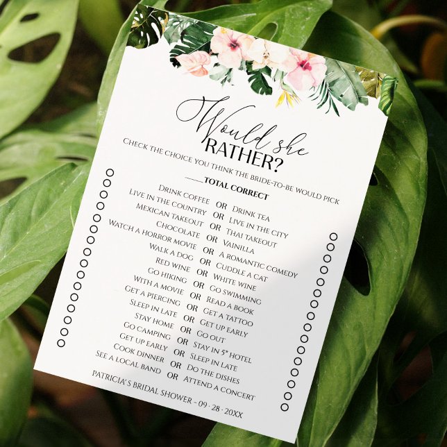 Invitation Tropical douche nuptiale Voudrait-elle Plaire cart (Créateur téléchargé)