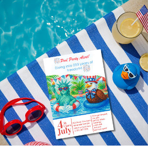 Invitation Tropical Fête au bord de la piscine pour 250 ans d
