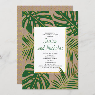 Invitation Tropical feuille kraft mariage couples douche