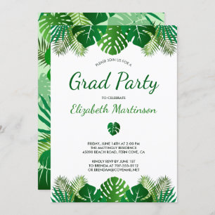 Invitation Tropical Feuille Rainforest Modern Graduation Part