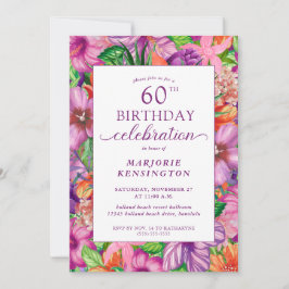 Invitation Tropical Floral 60e fête d'anniversaire